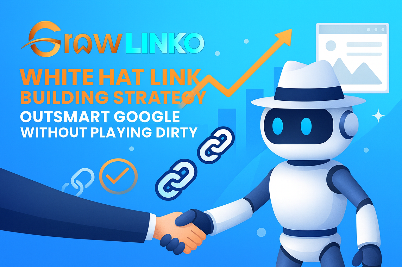Illustration of SEO professionals using digital tools for white hat link building strategies